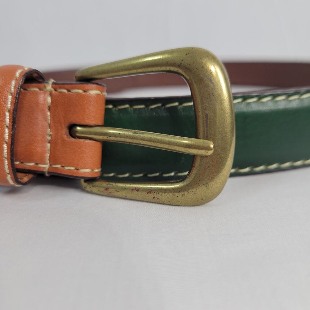 Earth Tone Patchwork Genuine Leather Belt women's sz L Boho Country Artsy Rodeo - Picture 7 of 9
